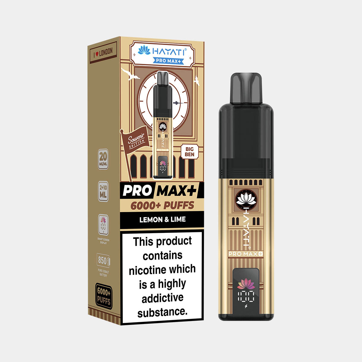 Hayati® Pro Max+ 6000+ Vape Kit Souvenir Edition England (20mg)