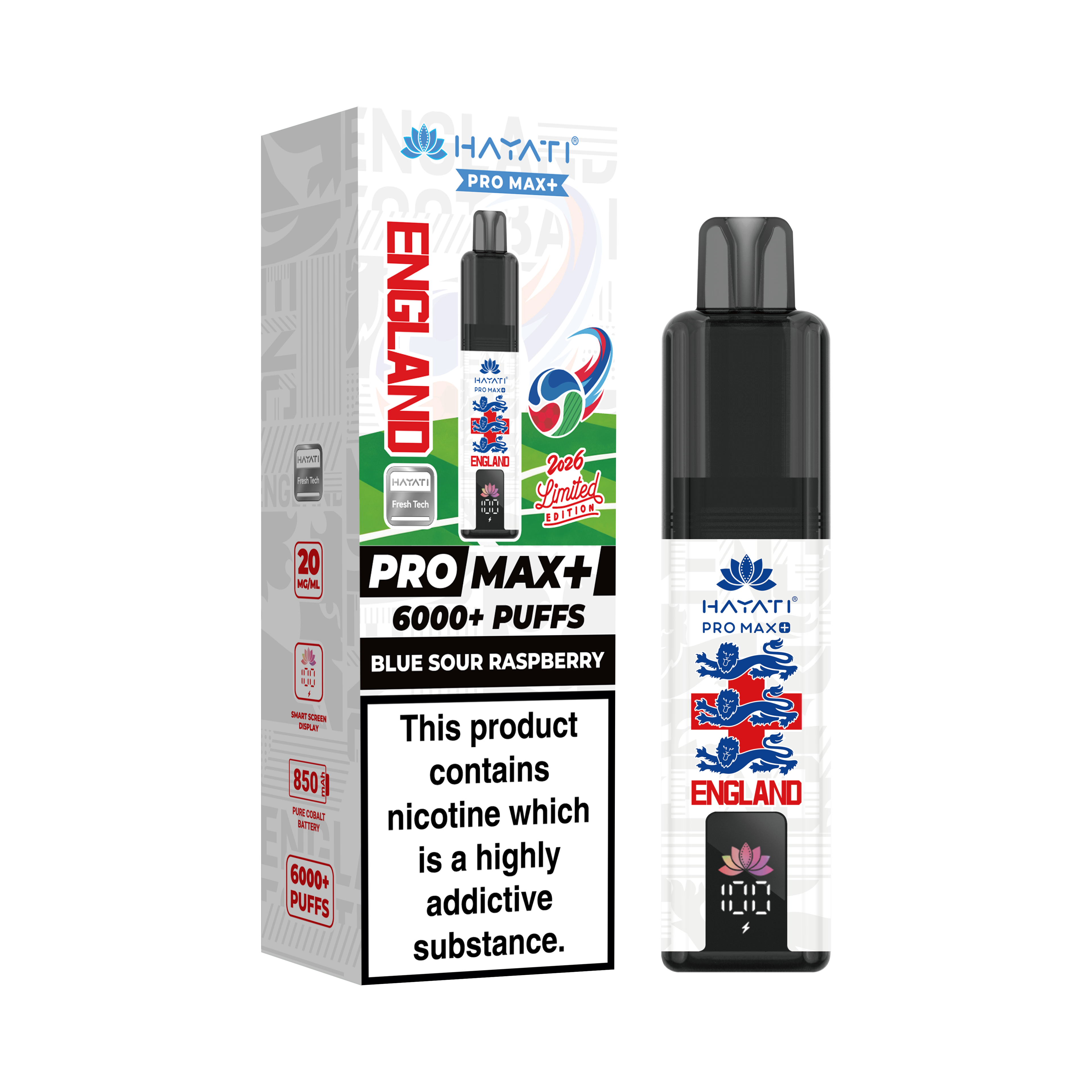 Hayati® Pro Max+ 6000+ Vape Kit  World Cup Limited Edition - England (20mg)