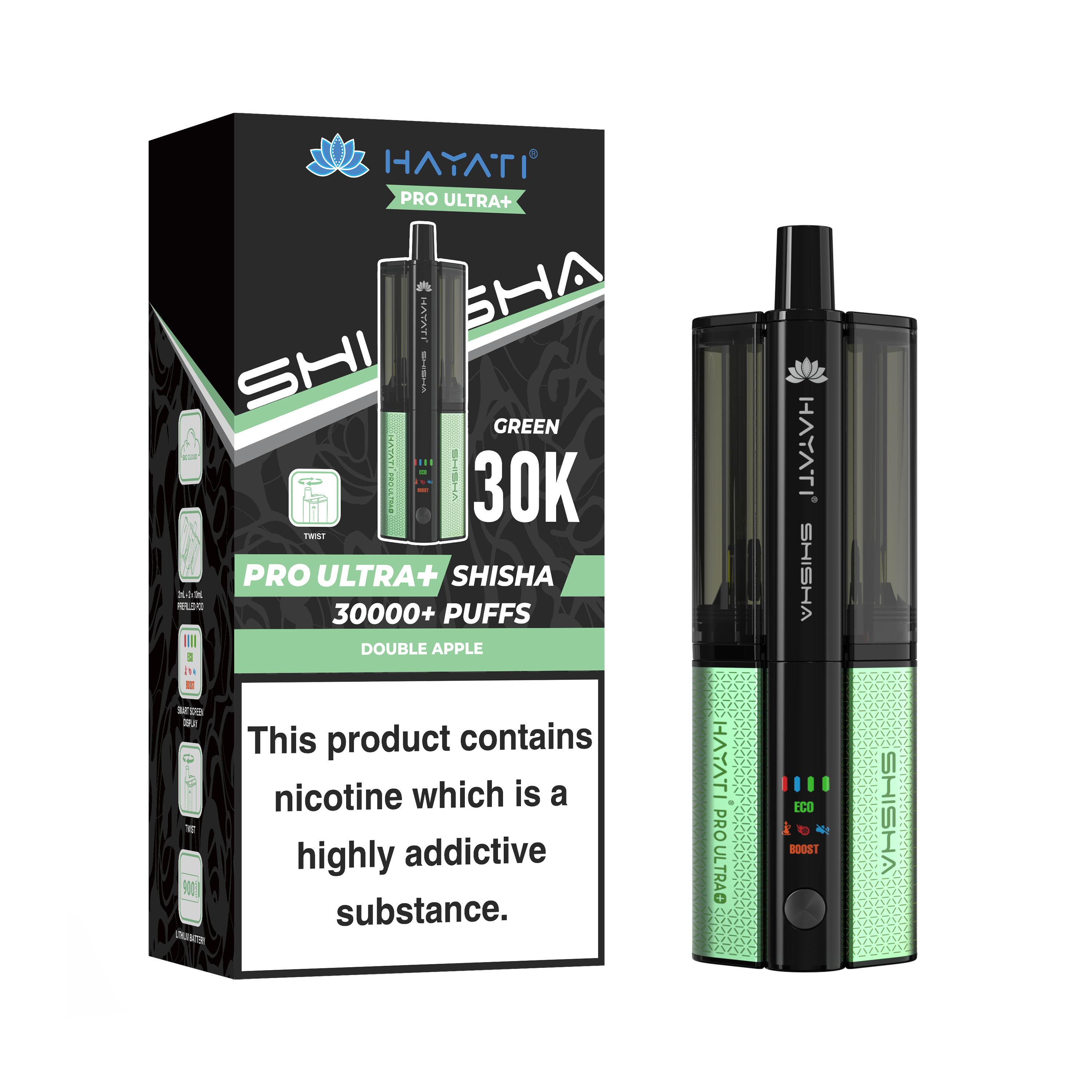 Hayati® Pro Ultra+ Shisha 30000+ Vape Kit (5mg)
