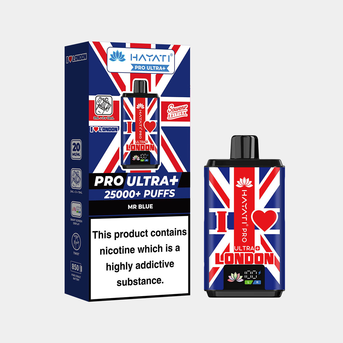 Hayati® Pro Ultra+ 25000+ Vape Kit Souvenir Edition England (20mg)